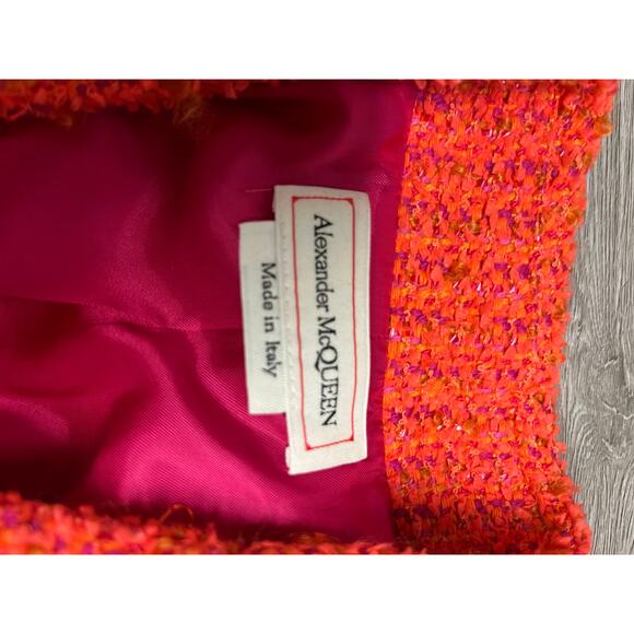 ALEXANDER MCQUEEN $2930 Orange Multi Boucle Tweed Blazer Jacket 36 US 0 - Picture 7 of 10